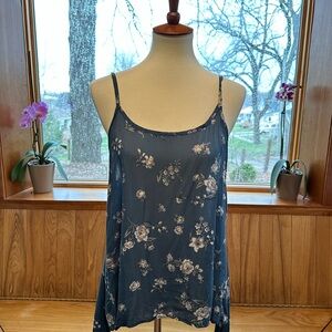 American Eagle Floral Scoop Neck Tank Top Blue S M L XL